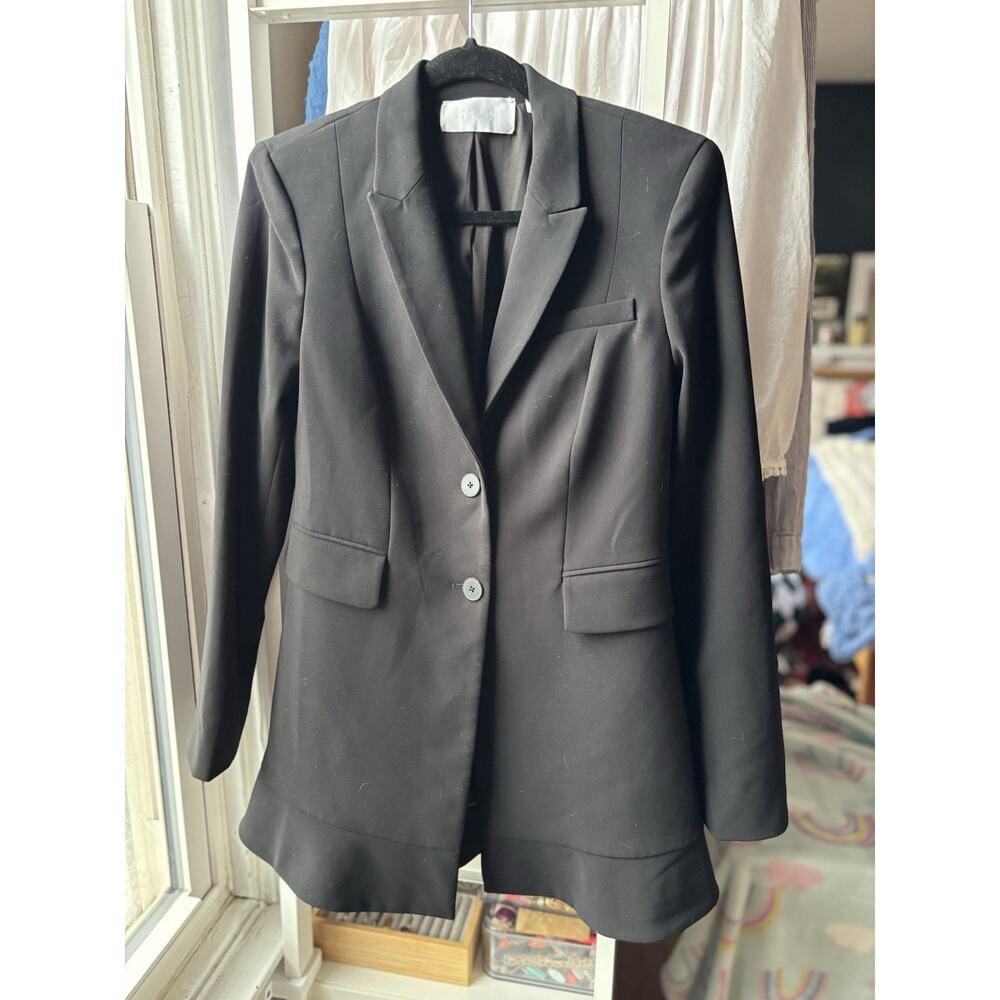 Carlisle‎ NEw YOrk Women's Size 2 Black Flounce Blazer Jacket Chic Modern